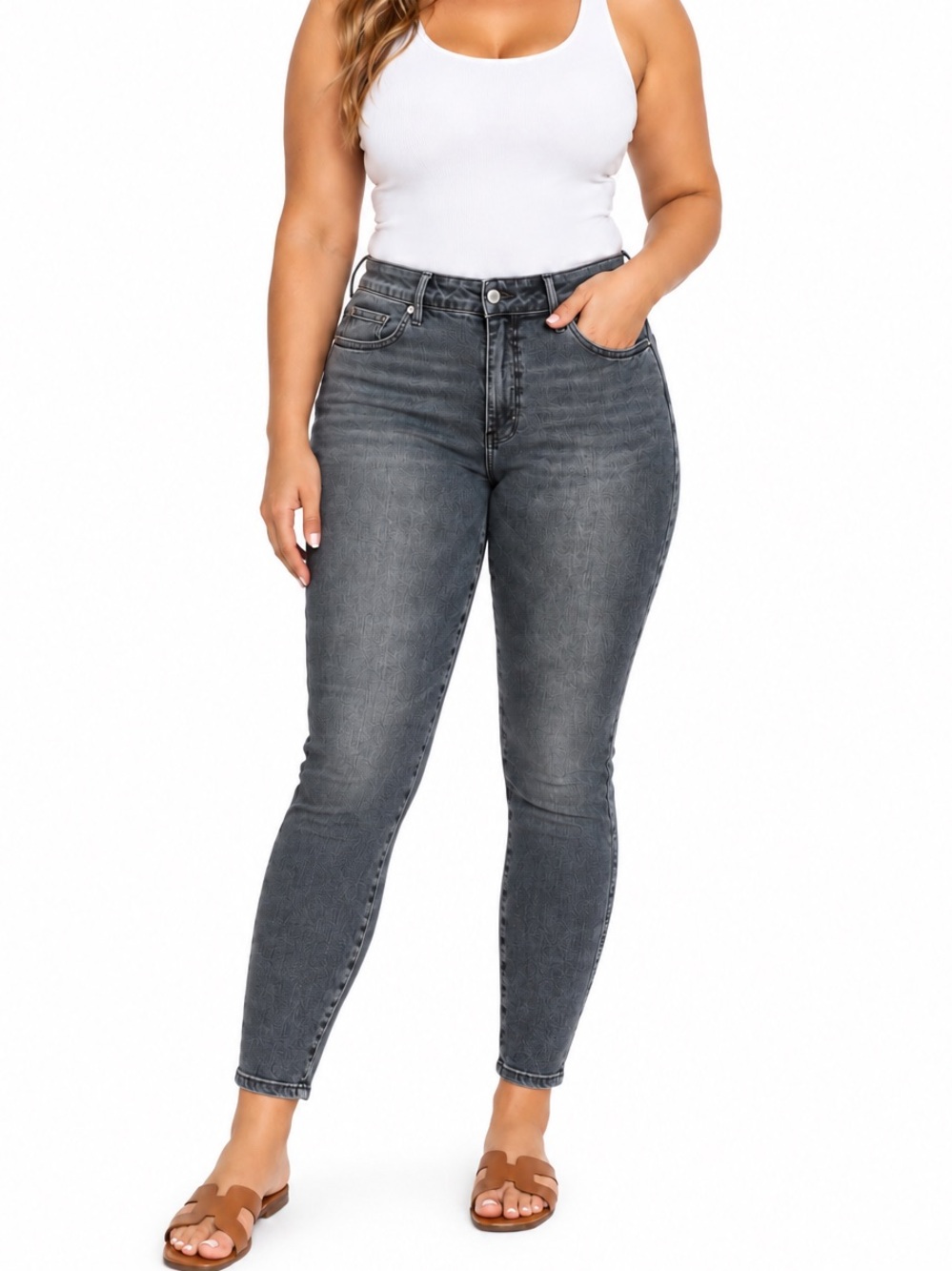 Judy Blue mid rise skinny fit tummy control jeans size 16W gray